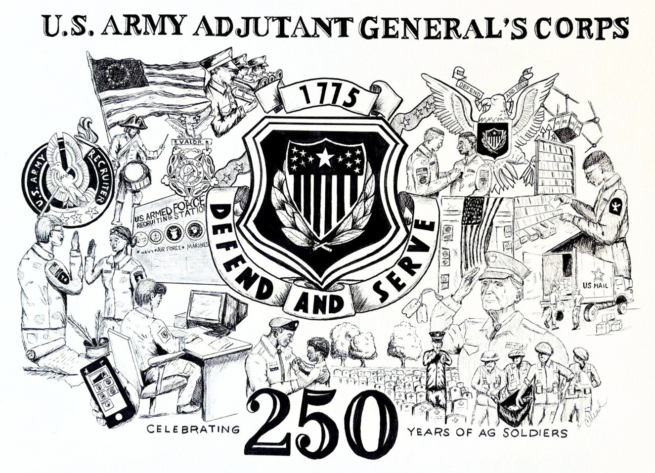 AG Corps Historical Sketch, 11" X 14"